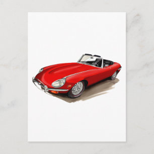 Carte Postale Voiture rouge Jaguar XKE