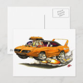 Carte Postale Voiture Superbird Orange 1970 (Devant / Derrière)