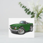 Carte Postale Voiture verte Triumph TR6 (Debout devant)