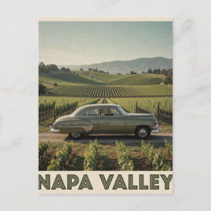 Carte Postale 🏔️ Voiture Verte Vintage Vallée de Napa