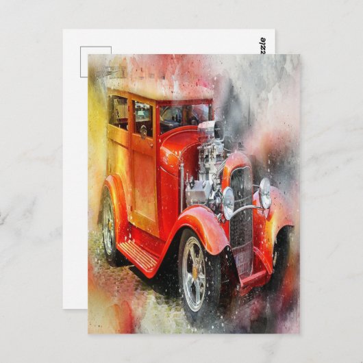 Carte postale Voiture Vintage Abstraite (Devant / Derrière)