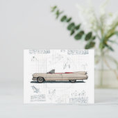 Carte Postale Voiture vintage blanche Cadillac (Debout devant)