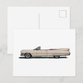 Carte Postale Voiture vintage blanche Cadillac (Devant / Derrière)