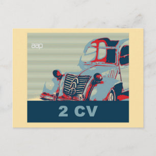 Carte Postale Voiture vintage classique française, style pop art