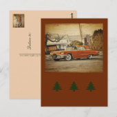 Carte Postale Voiture vintage de Noël-T-Oiseau (Devant / Derrière)