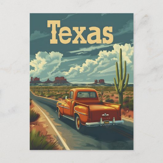 Carte Postale Voiture Vintage du désert du Texas (Devant)