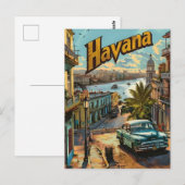Carte Postale Voiture Vintage Havana (Devant / Derrière)