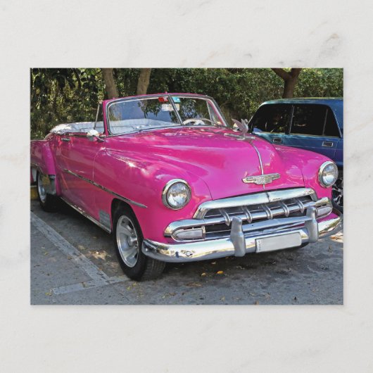 Carte Postale Voitures classiques de Cuba Hot Pink Convertible (Devant)