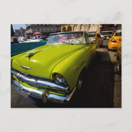 Carte Postale Voitures classiques de Cuba Lime Green Convertible (Devant)