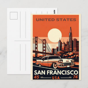 Carte Postale Voitures classiques vintage de San Francisco, gif 