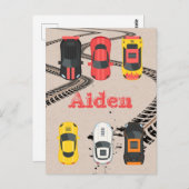 Carte Postale Voitures de course avec des marques de pneus (Devant / Derrière)