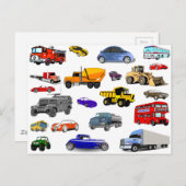 Carte Postale voitures de course d'autobus de bouteur de (Devant / Derrière)