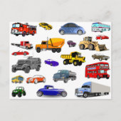 Carte Postale voitures de course d'autobus de bouteur de (Devant)