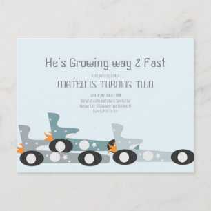 Carte Postale Voitures de course rétro Moon Stars Fête d'anniver