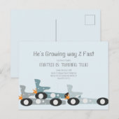 Carte Postale Voitures de course rétro Moon Stars Fête d'anniver (Devant / Derrière)