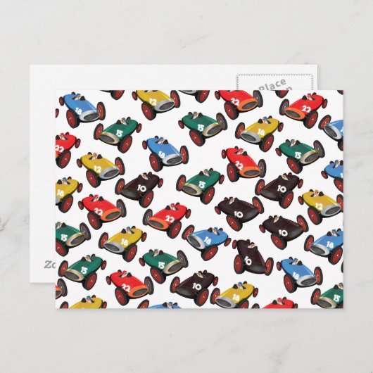 Carte Postale Voitures de course vintages (Devant / Derrière)