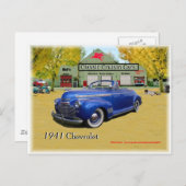 Carte Postale Voitures de croisière classiques 1941 Chevy (Devant / Derrière)