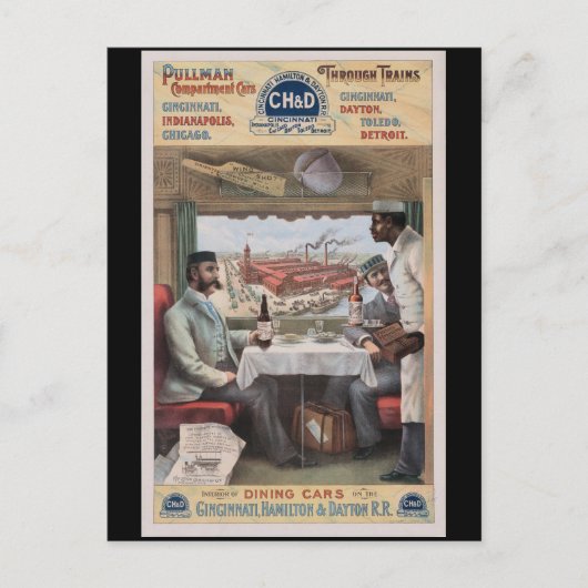 Carte Postale Voitures de train vintage Pullman (Devant)