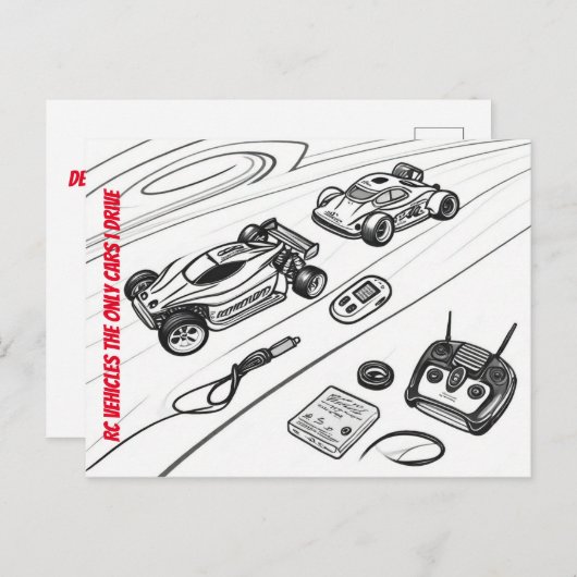 Carte Postale Voitures Rc avec Transmiter et autres outils RC (Devant / Derrière)