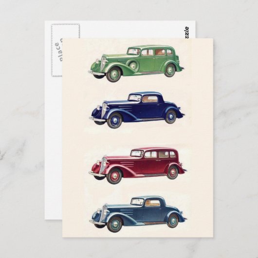 Carte Postale Voitures vintages (Devant / Derrière)
