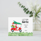 Carte Postale Voiturette de golf avec Père Noël Let Par Tee Golf (Debout devant)