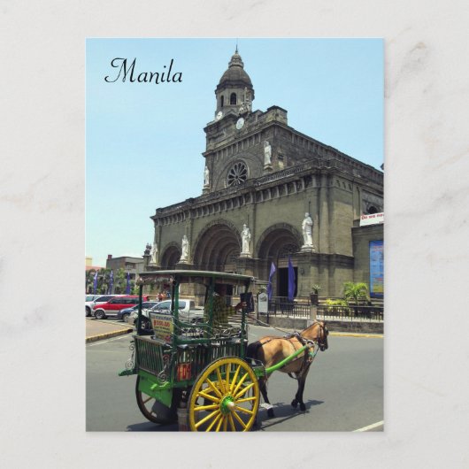 Carte Postale voiturette de la cathédrale de manila (Devant)