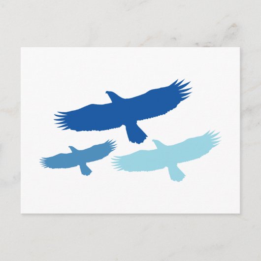 Carte Postale Vol à trois aigle (bleu) (Devant)