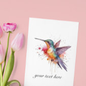 Carte Postale Vol coloré, aquarelle colibri personnalisé
