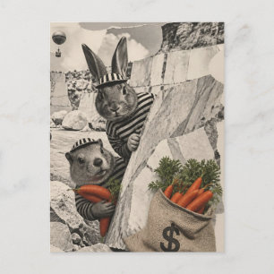 Carte Postale Vol de carottes de marmotte et de lapin