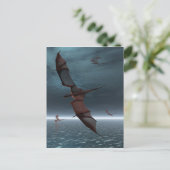 Carte Postale Vol de dragons rouges au-dessus de la mer (Debout devant)