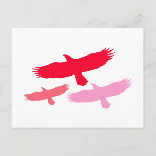 Carte Postale Vol de trois aigles (rouge) (Devant)