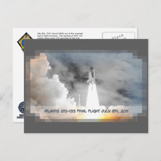 Carte Postale Vol Dernier Atlantis Space Shuttle STS-135 (Devant / Derrière)
