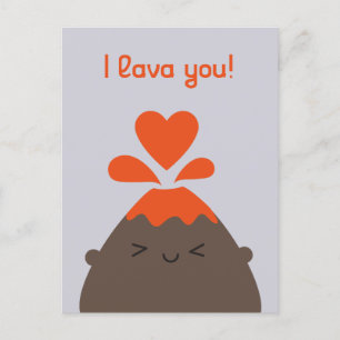 Carte Postale Volcan I Lava You Kawaii