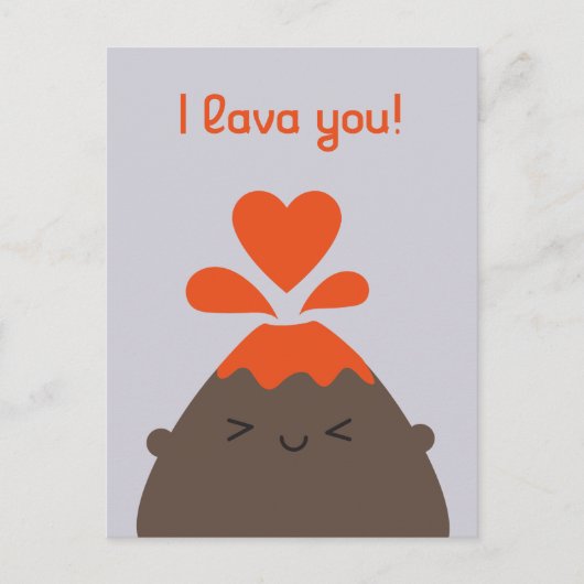 Carte Postale Volcan I Lava You Kawaii (Devant)