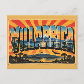 Carte Postale Volcan Villarrica District des Lacs Chili Art