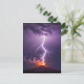 Carte Postale Volcano Lightning Eruption Dramatic Night (Debout devant)