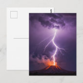 Carte Postale Volcano Lightning Eruption Dramatic Night (Devant / Derrière)