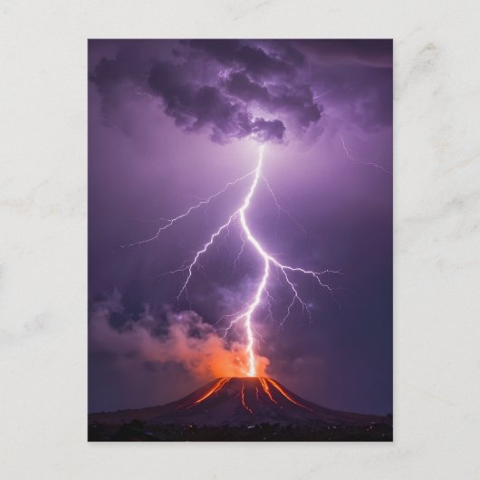 Carte Postale Volcano Lightning Eruption Dramatic Night (Devant)
