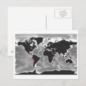 Carte Postale Volcans du monde - Miller Projection (Devant / Derrière)