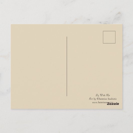 Carte Postale Voler avec moi petit balai sorcière halloween cart (Dos)