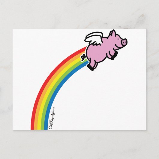 Carte Postale Voler Cochon arc-en-ciel (Devant)