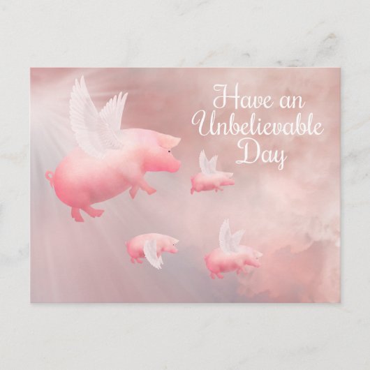 Carte Postale Voler De Cochons - Un Jour Incroyable (Devant)