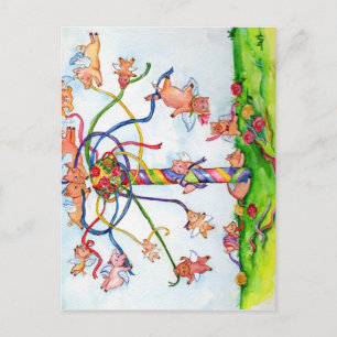 Carte Postale Voler des cochons autour du Maypole