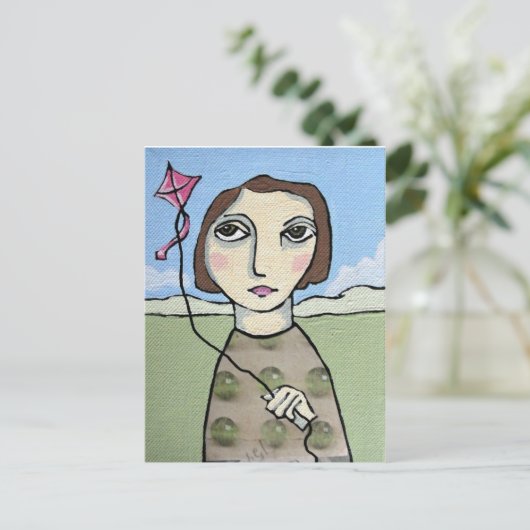 Carte Postale Voler un cerf-volant (Debout devant)