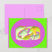 Carte Postale Volet vert citron vert et violet clair motif (Devant / Derrière)