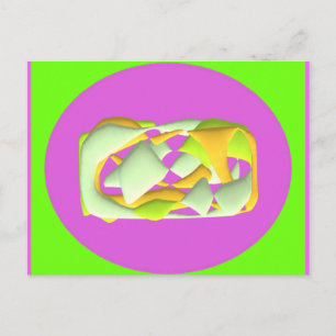 Carte Postale Volet vert citron vert et violet clair motif