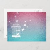 Carte Postale Volière vintage et oiseaux (Devant / Derrière)