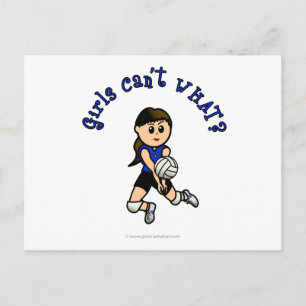 Carte Postale Volley-ball de filles légères en Uniforme Bleu