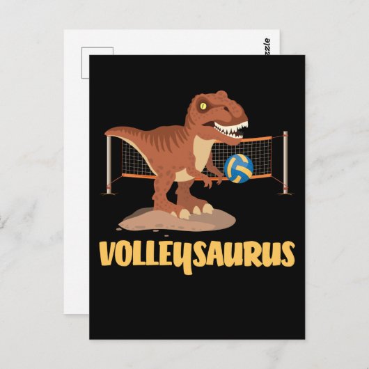 Carte Postale Volley-ball jouant Trex Funny Dino Sport (Devant / Derrière)