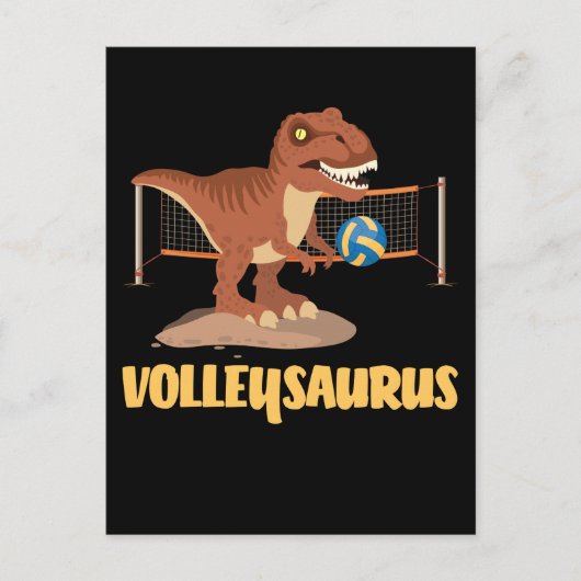 Carte Postale Volley-ball jouant Trex Funny Dino Sport (Devant)